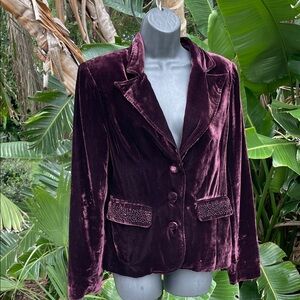 Purple velvet jacket with rhinestone beaded pockets